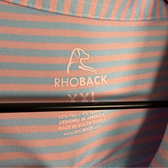 Rhoback Pink Blue Stripe Short Sleeve Polo Men's Size XXL Golf Office Casual - Picture 5 of 7